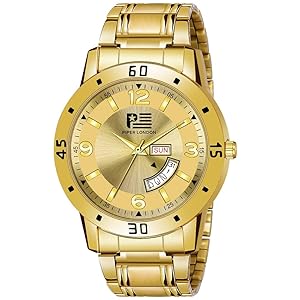 PIPER LONDON Gold Dial Chain Wrist Watch for Men Analog/Stainless Steel Watch