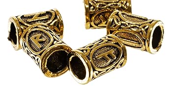 antique gold viking runes beads