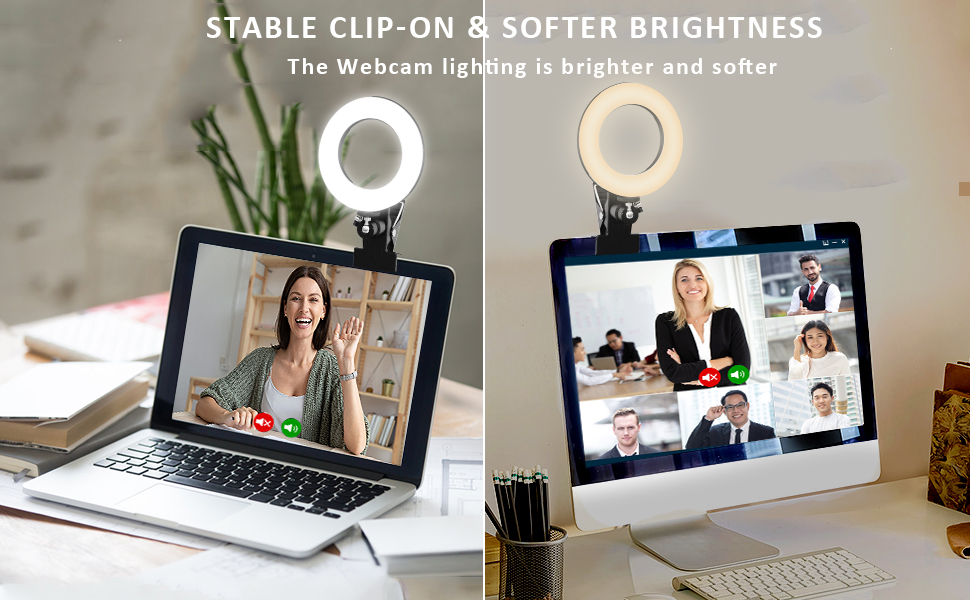Cyezcor Video Conference Lighting Kit, Ring Light for Monitor Clip On