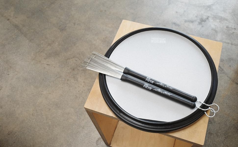 The 12inch Double Sided Premium Practice Drum Pad, 4in1 Brush + Conditioning