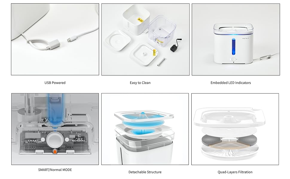 petkit cat fountain auto power-off with LED light water fountain for cats dogs pets