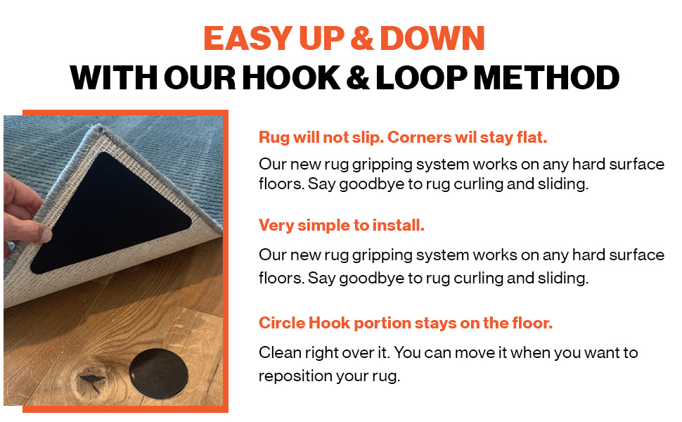 Hook and Loop Large Size Rug Corner Gripper 4 Corner Pack