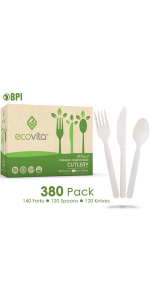 Compostable Biodegradable Mix Disposable Silverware Utensils Cutlery