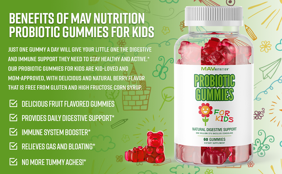 Amazon.com: MAV Nutrition Probiotic Gummies for Kids | Promotes a - Are Probiotic Gummies Good For You