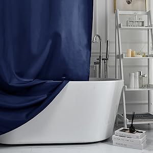 Amazon｜Dehome シャワーカーテン 120x180cm ネービー 速乾 お