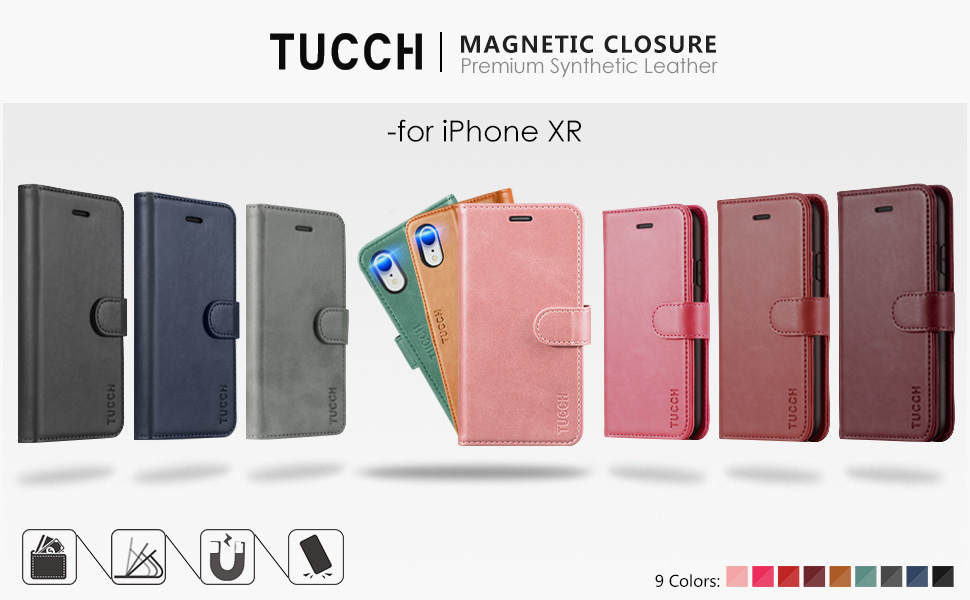 TUCCH iPhone XR Case, iPhone XR Wallet Case, PU Leather