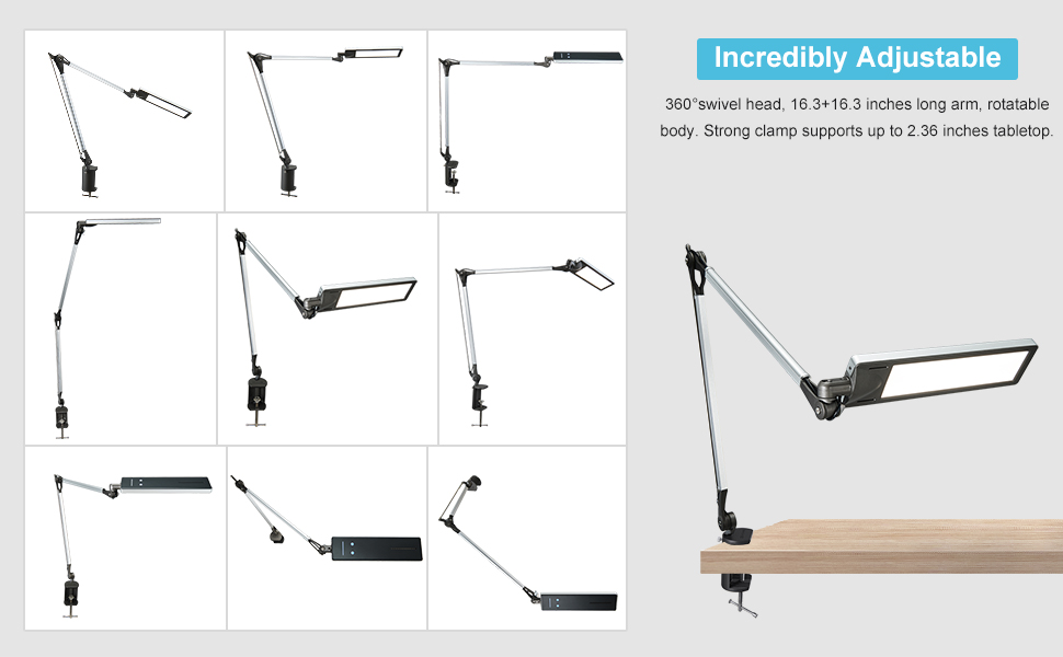 Phive Product LK1 Metal Architect Swing Arm Desk LED wi Lamp Table