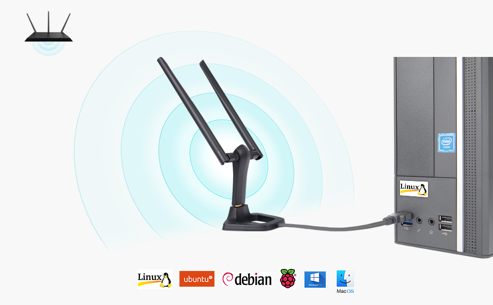 BrosTrend AC3L supports Linux Ubuntu Debian Raspbian Raspberry Pi for desktop laptop PC