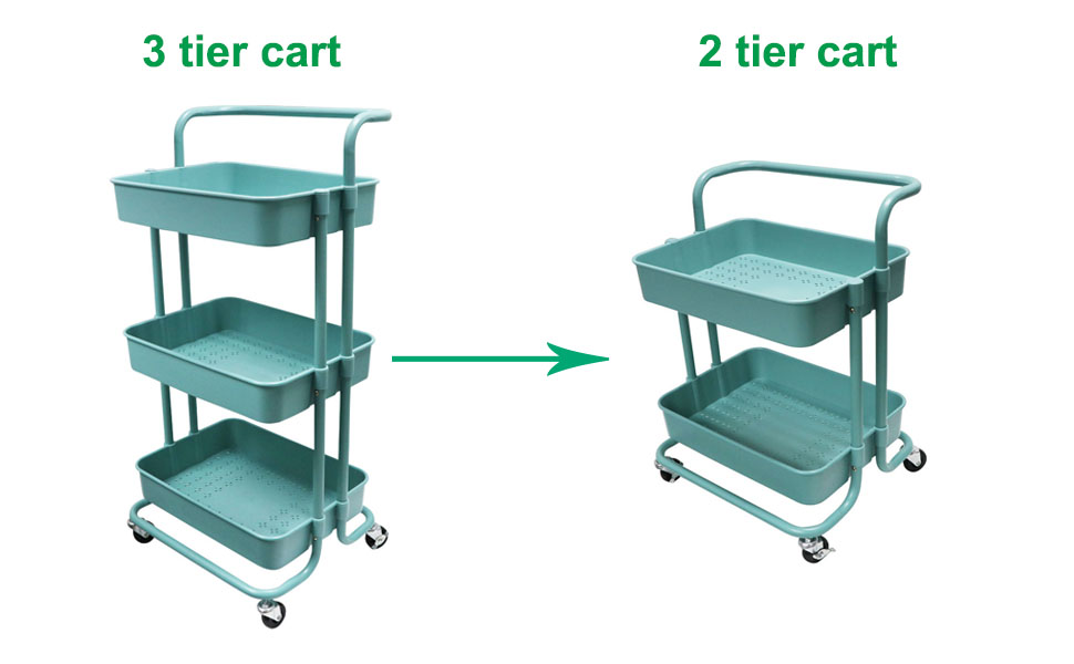 3 Tier Rolling Cart with Wheels Rolling Storage Cart Mobile