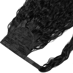 Kinky Curly Wrap Around Yaki Pferdeschwanz-Verlängerung, lang, gewellt, Kunsthaar, Clip in Pferdeschwanz