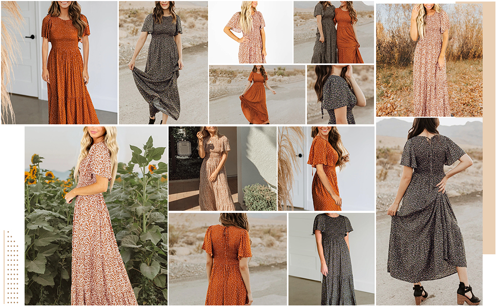 Flutter Sleeve Smocked Maxi Dress