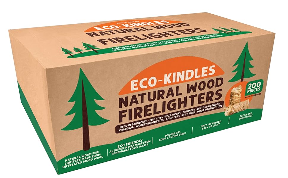 ECOKINDLES NATURAL WOOD FIRELIGHTERS 200 Fire Starter Eco Friendly