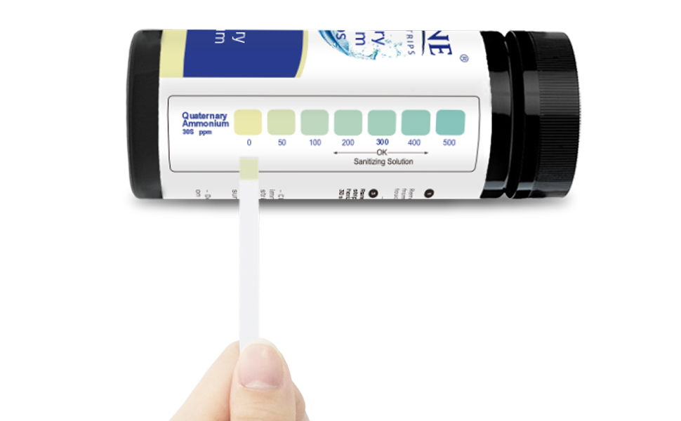 200 Strips Quaternary Sanitizer Test Strips 0500 ppm (QAC, Multi