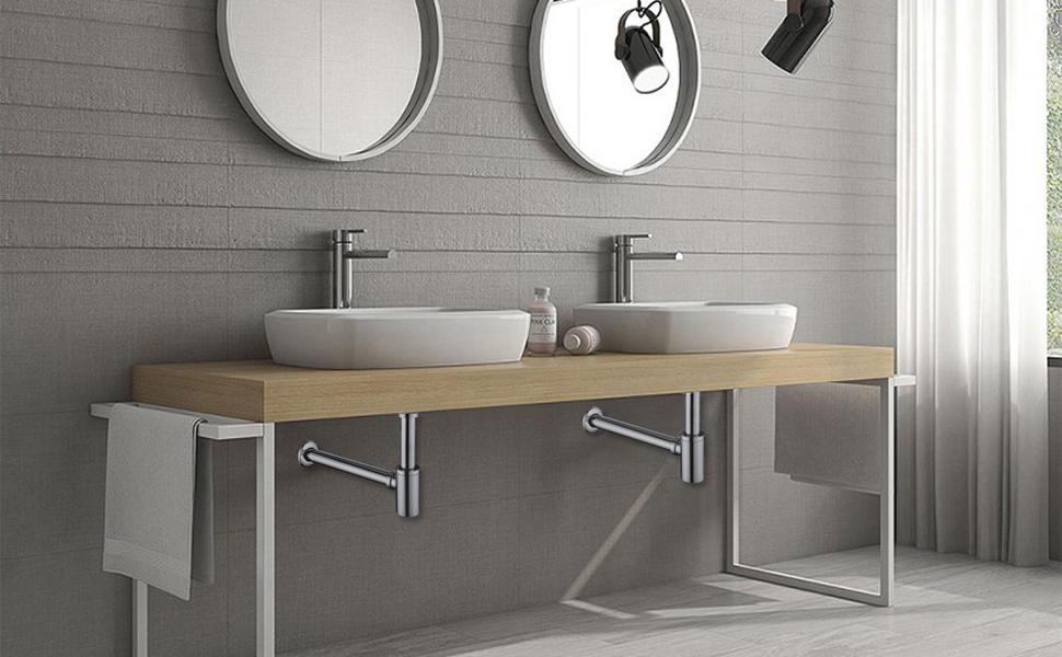 Homelody Chrome Sink Traps Universal Water Seal Bottle Trap for