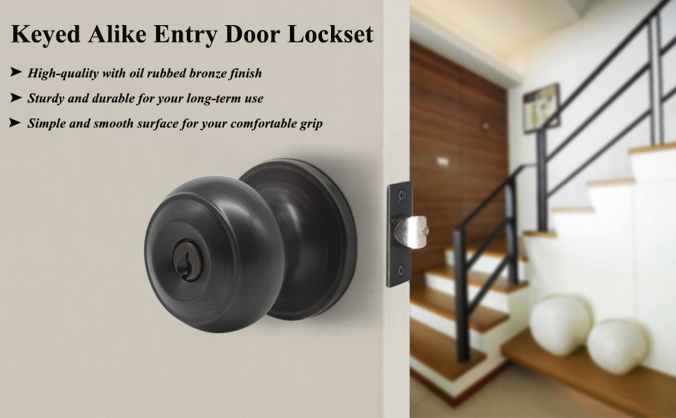 Gobrico Entry Door Locks KeyedAlike Flat Ball Door Locksets with Same