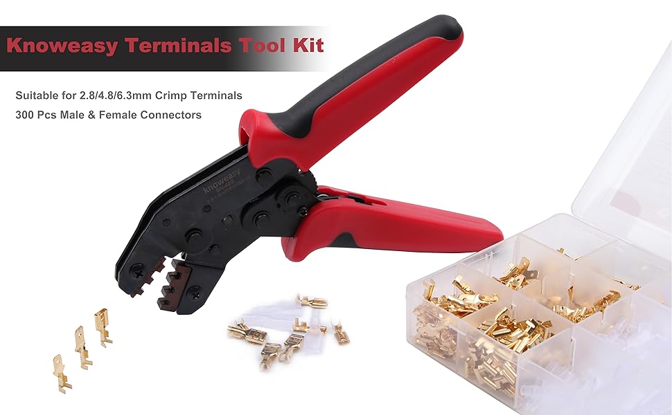 Wire Terminals Crimping Tool Kit,Knoweasy Spade Connectors Crimper and Ratcheting Wire Terminals