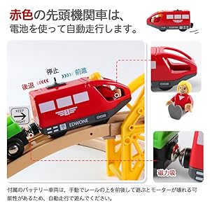 Amazon | Button Moon 木製レール トーマス互換 電動機関車 駅前