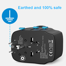 earthed travel power adapter