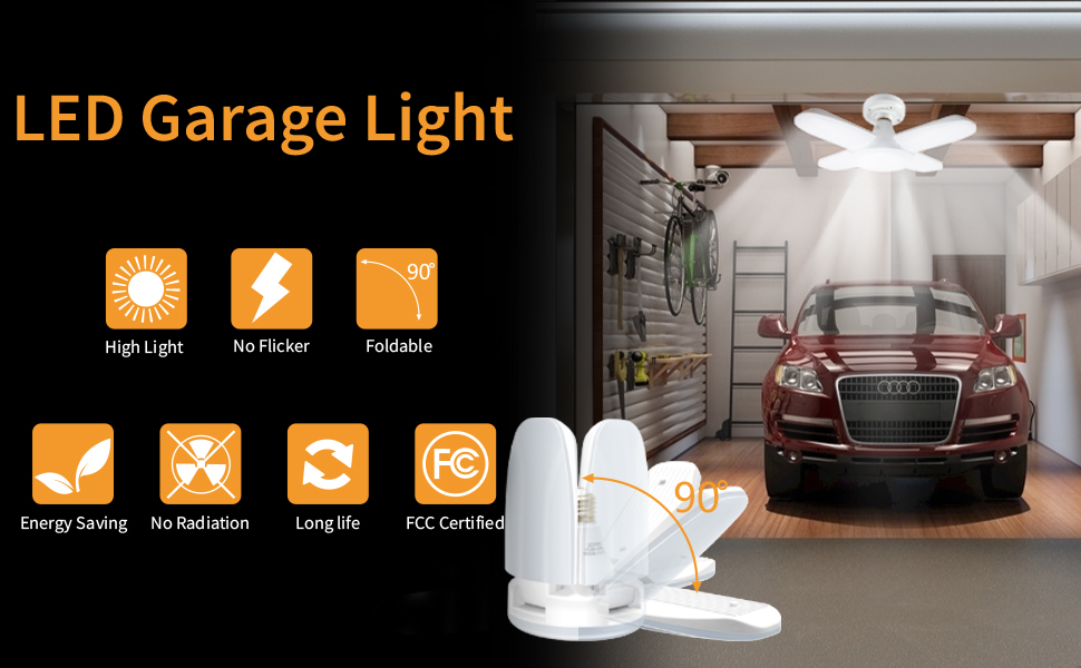 LED Garage Lights 2 Pack Dimmable LED Garage Ceiling