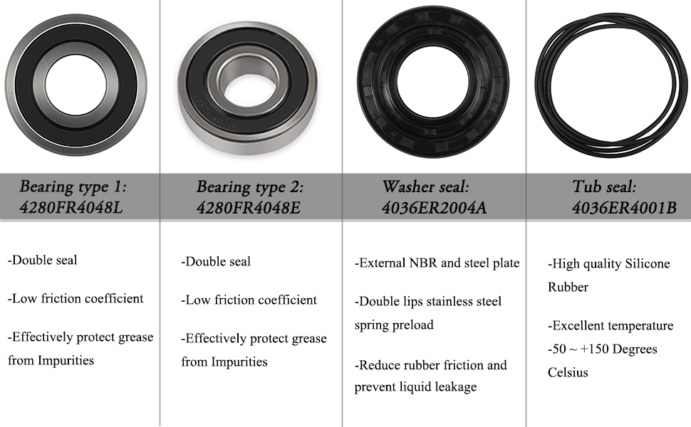 Front Load Washer Tub Bearings and Seal Kit For LG & Kenmore Etc