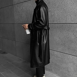 ❤︎美品❤︎ レザーコート トレンチコート ロング丈 本革 ブラック サイズ9 レザーコート メンズ 本革 トレンチコート ロング丈 ビジネス