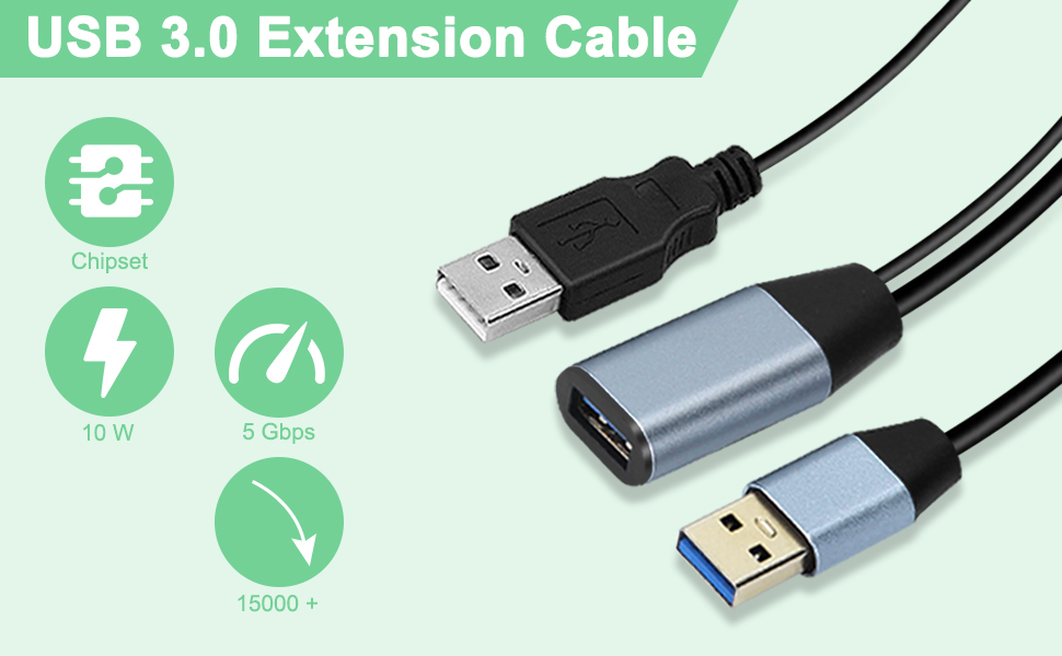 LDKCOK Active USB 3.0 Extension Cable 50ft Male to Female Extender