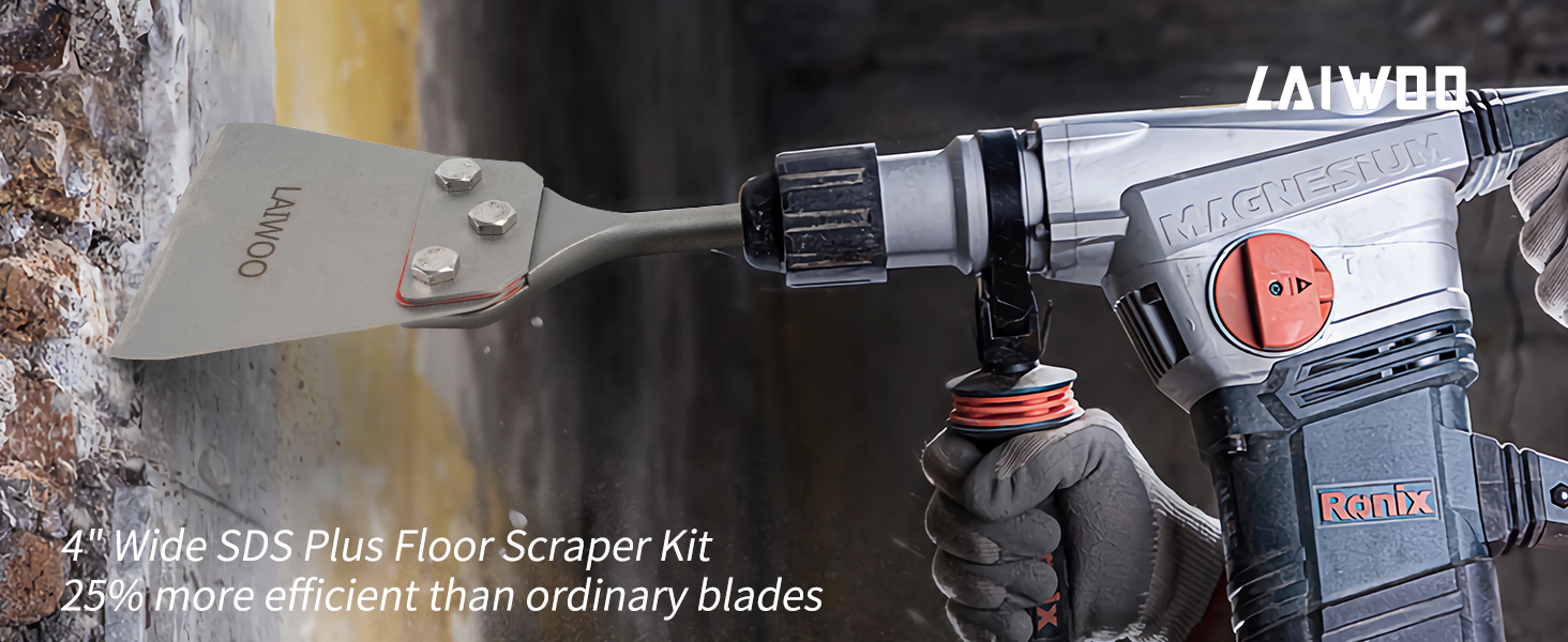 LAIWOO SDS Plus Floor Scraper Kit, 4 Inch Floor Tile