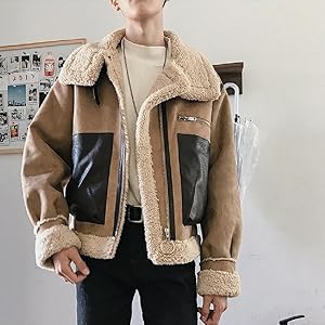 Amazon | [YWOLF] ボア コート ジャケット ブルゾン メンズ 裏