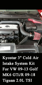 Kyostar 3" Cold Air Intake System Kit For VW 09-13 Golf MK6 GTi/R 09-18 Tiguan 2.0L TSI