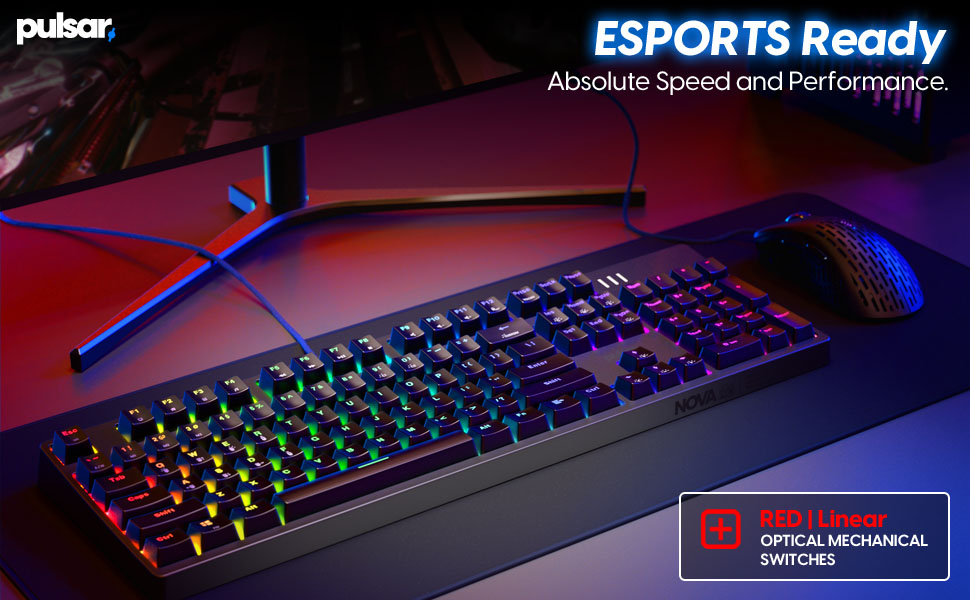 Pulsar NOVA Optical PRO Mechanical Gaming Keyboard | Optical Red Switch | IP68 Dust & Waterproof