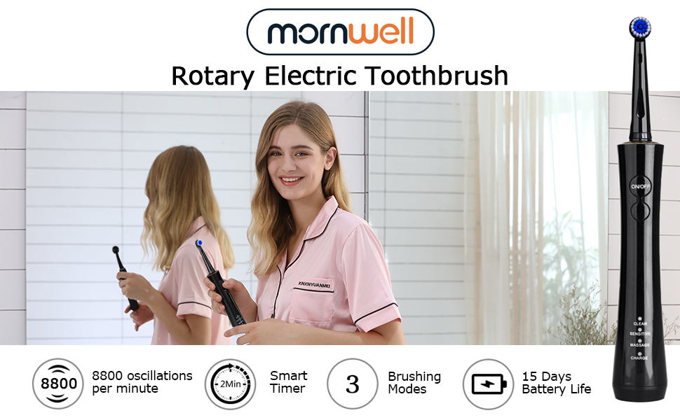 Mornwell Electric Toothbrush USB Fast Charging 3 Modes