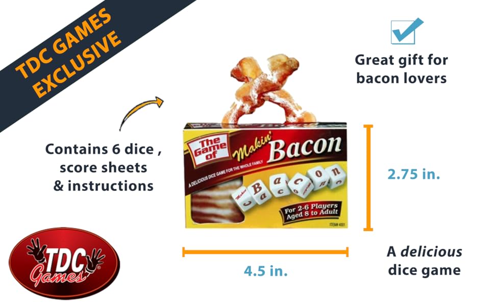 TDC Games Makin’ Bacon Dice Game Toys & Games
