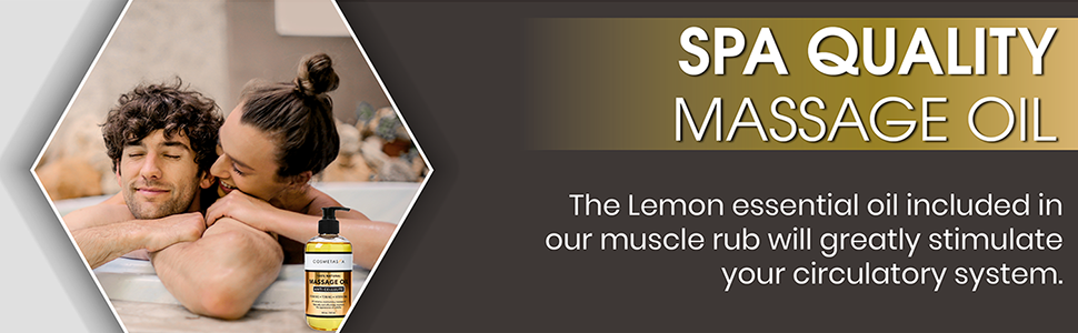 spa quality lemon essential rub included in our muscle rub
