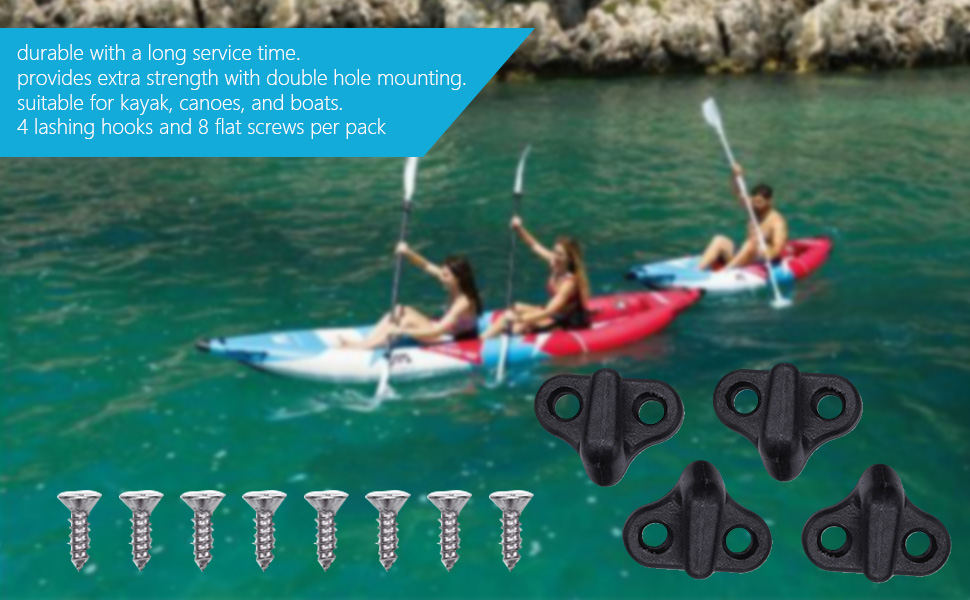 VGEBY Kayak Double Hole Lashing Hooks J Shape Bungee Kit