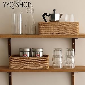 Amazon Co Jp Yyq Shop 収納かご バスケット 籘 かご 収納バスケット 浅型 小物入れ 卓上収納 おしゃれ フルーツバスケット 果物入れ 天然素材 パンかご 洗える 雑貨収納 Freesizeイエロー ホーム キッチン