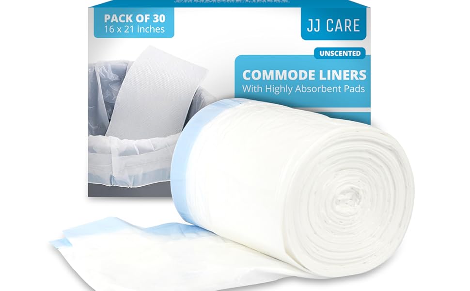 JJ CARE Commode Liner with Super Absorbent Pads (Pack of 90