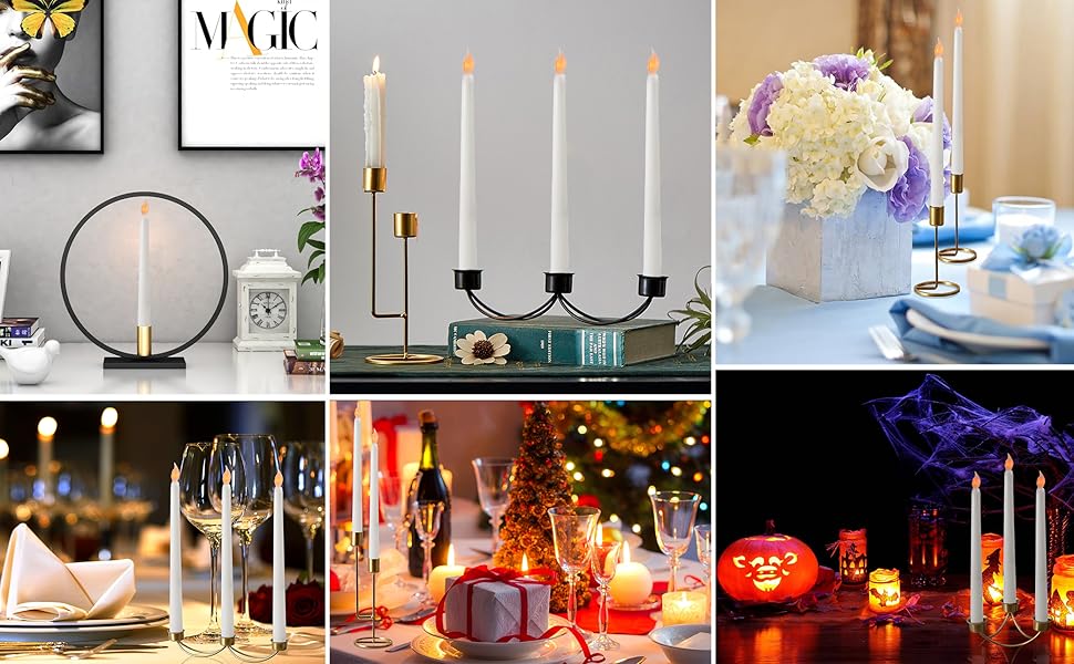 Micandle 12PCS Flameless LED Taper Candles 11" Ivory Bulb