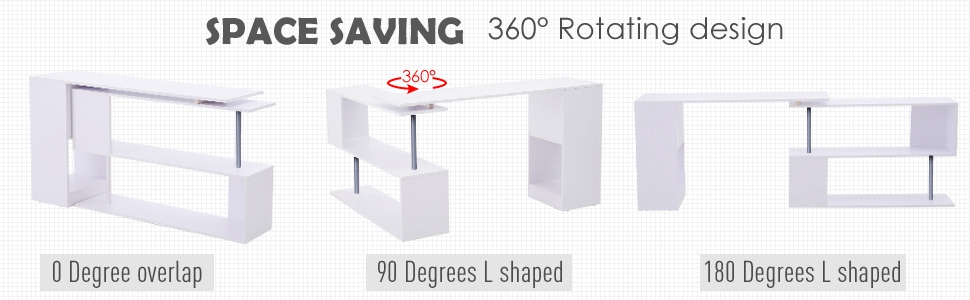 HOMCOM 360° Rotating L-Shaped Desk Dining Table With Shelf Workstation, White 11 HOMCOM 360° Rotating L-Shaped Desk Dining Table With Shelf Workstation, White -Office Furniture Store AAHKMJXYDAFdJAOAIMEbOAchlkWZ0oakZn uVZ0mPidMNbILvCvspZ4oG3fPgIqc1P05C5SmPDKg0UZdk7akth5Awd3