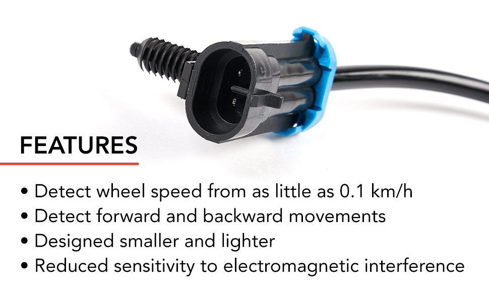 ABS wheel speed sensor features forward backward