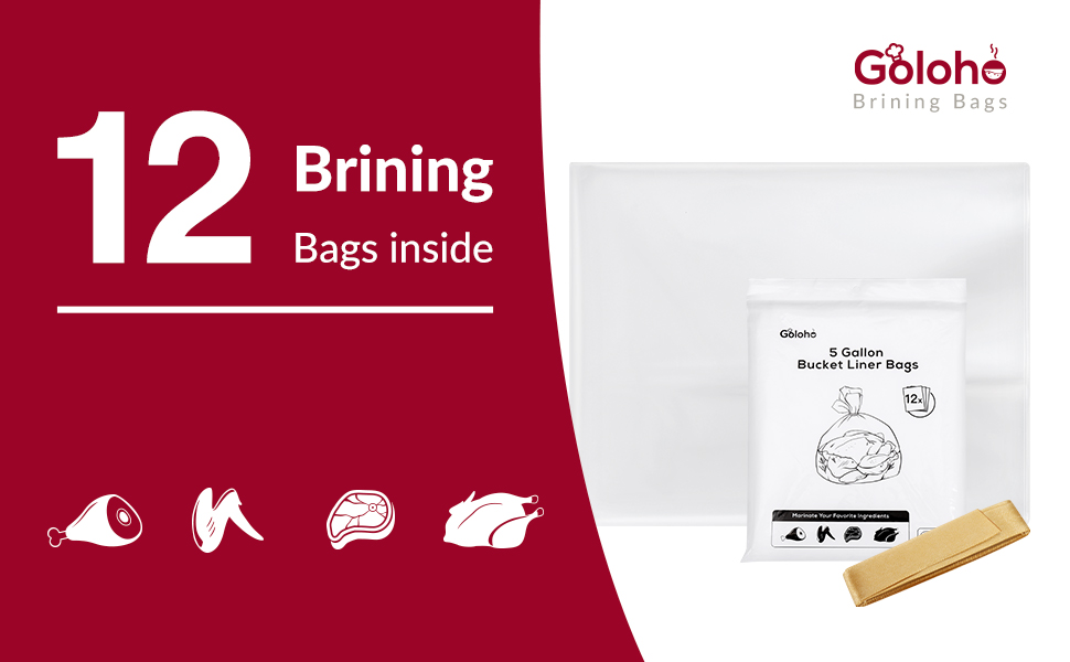 Turkey Brine Bags, Upgraded Thick 5 Gallon Bucket Liners