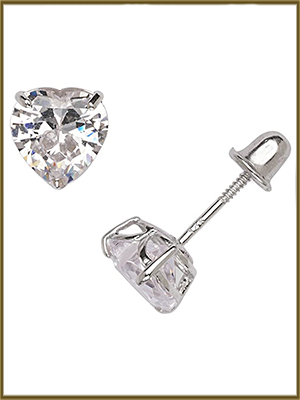 [LLOYD] 韓国アクセ☆14K Gold☆White Cubic Heart Earrings White Quartz Heart Huggie Earrings (Gold)
