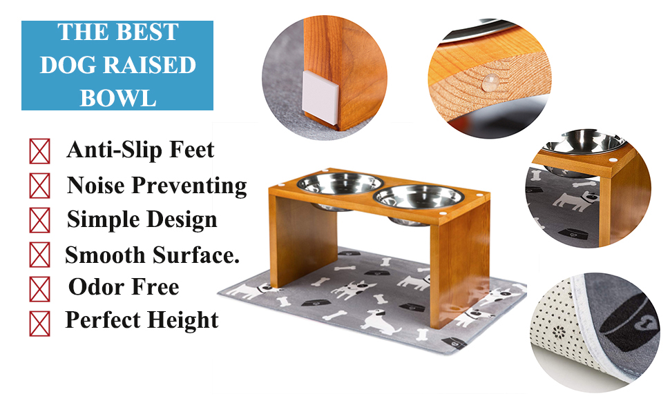 Yangbaga Elevated Dog Bowls, Raised Dog Feeding Bowls with Elevated Pet
