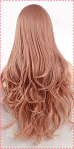 Leeven 24" Long Wavy Synthetic Lace Front Wigs Pink Glueless Swiss Lace Wigs