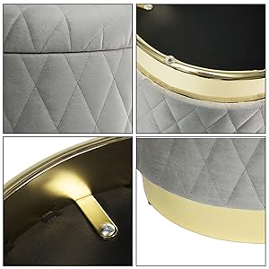 WOLTU Dressing Table Stools Storage Ottoman Box Round Pouffe Seat Bedroom Vanity 17 DETAIL