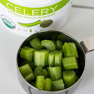 1/2 Cup of fresh Celery equivalent to 1 scoop of KOYAH celery powder