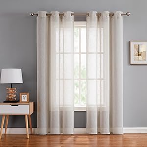 Amazon Com Fragrantex Flax Linen Sheer Curtains 108 Long For