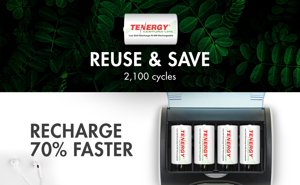 save money by recharging and reusing up to to 2100 times