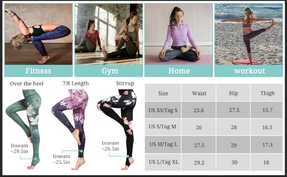 Witkey Fashion Printed Yoga Workout Stretch Leggings Patterned Pants