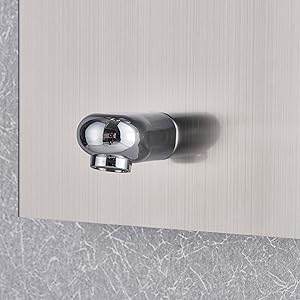 SUGUWORD Bathroom Shower Panel Tower System LED Stainless Steel With 5 Function Shower Head Handheld Shower Massage Jets Brushed Nickel 17 tub spout