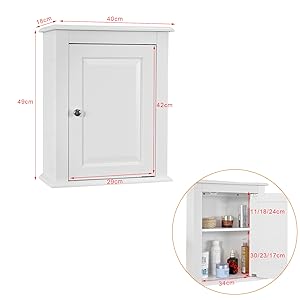 Meuble Haut De Salle De Bain - 1 Porte Placard Commode Meuble De Rangement Mural Armoire Suspendue SoBuy® FRG203-W 13 Meuble Haut De Salle De Bain - 1 Porte Placard Commode Meuble De Rangement Mural Armoire Suspendue SoBuy® FRG203-W -Songmics Soldes Magasin